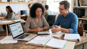 A financial dashboard displaying a 20% increase in healthcare cash flow alongside a digital 3-way invoice matching interface