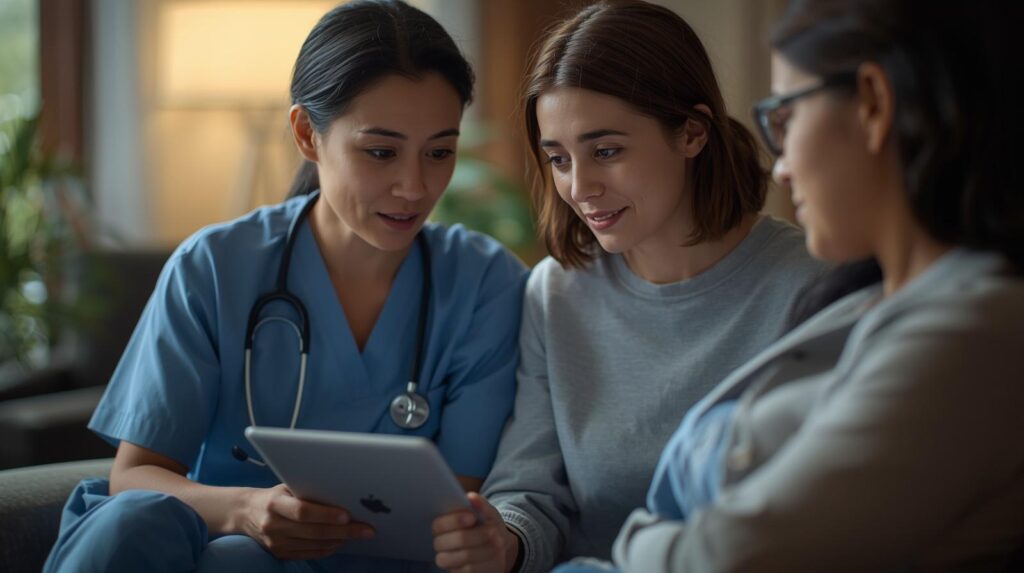 A clear, itemized healthcare cost estimate being reviewed by a provider and a patient during a consultation.