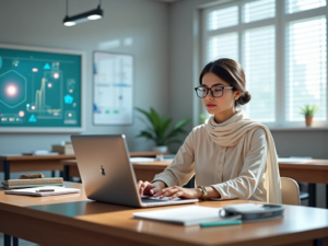 A healthcare practice manager reviewing a clear financial dashboard to track accounts payable turnover and vendor payment status.